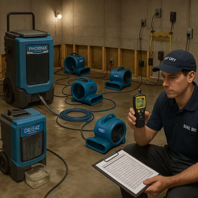 Structural Drying and Dehumidification process in Stonewall, MS